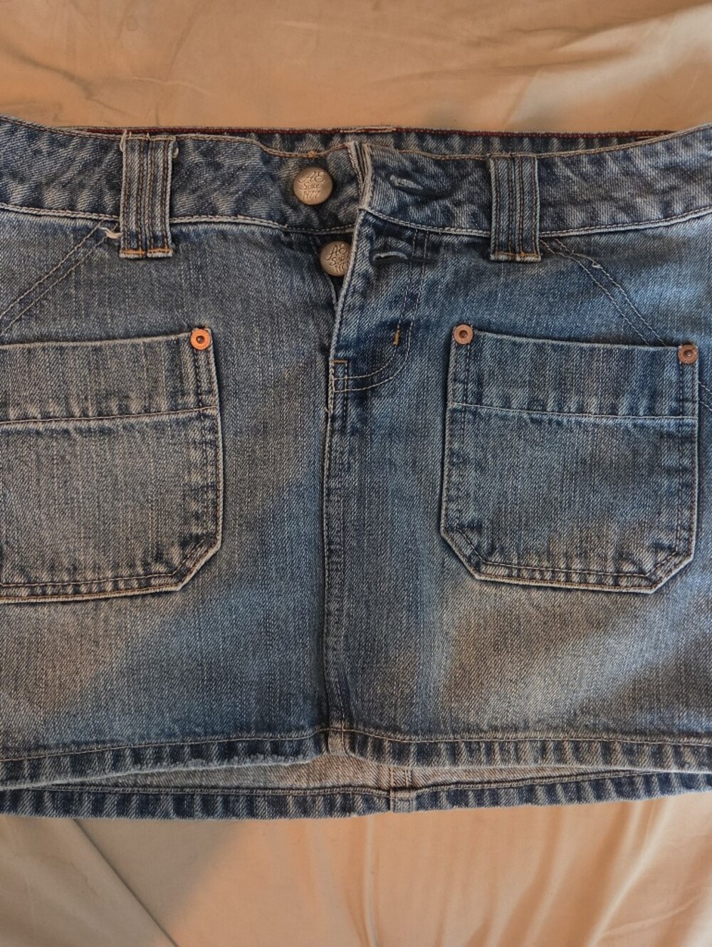 American Eagle Outfitters Blue Denim LOW-RISE Mini Skirt